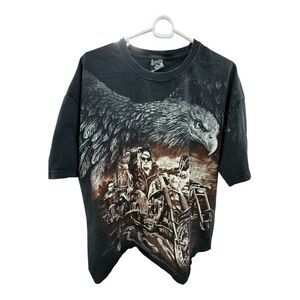 Aquila Black Brown T-Shirt Men’s XXL Short Sleeve The Legendary Biker Route 66